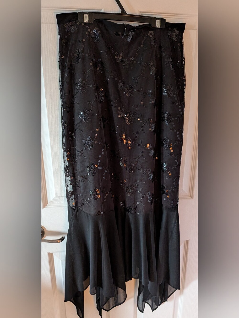 Black Sequin Floral Maxi Skirt - Evening Glam